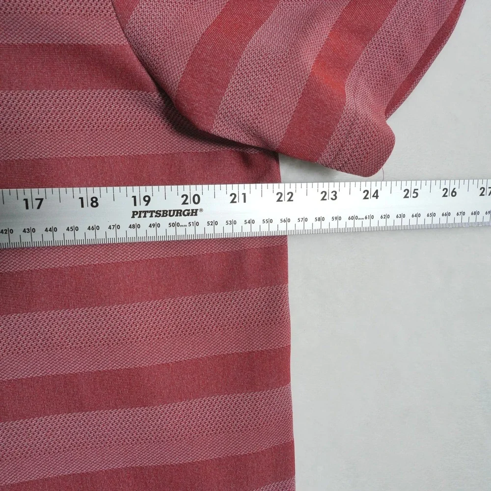 Adidas Men's Red Striped Golf Polo Shirt Climalite‎ Performance Size Large